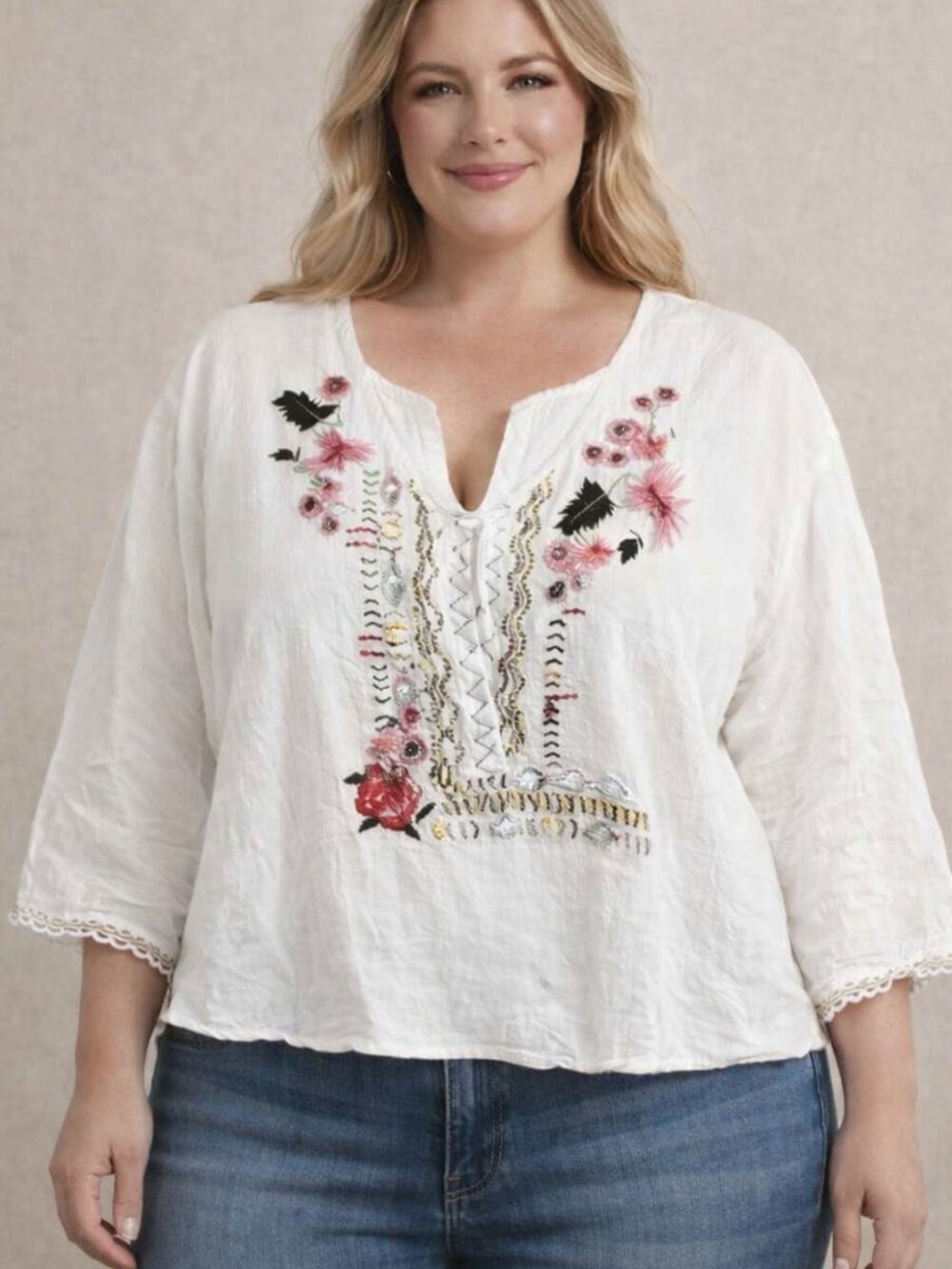 Floral Embroidered Women's Blouse